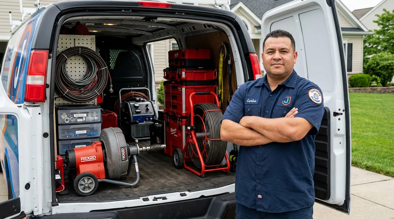 Professional drain cleaning equipment and Johns Plumbing LLC plumber in Cornwall