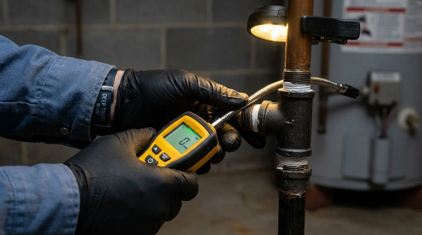 Gas leak detection with electronic sniffer by Johns Plumbing LLC in Cornwall